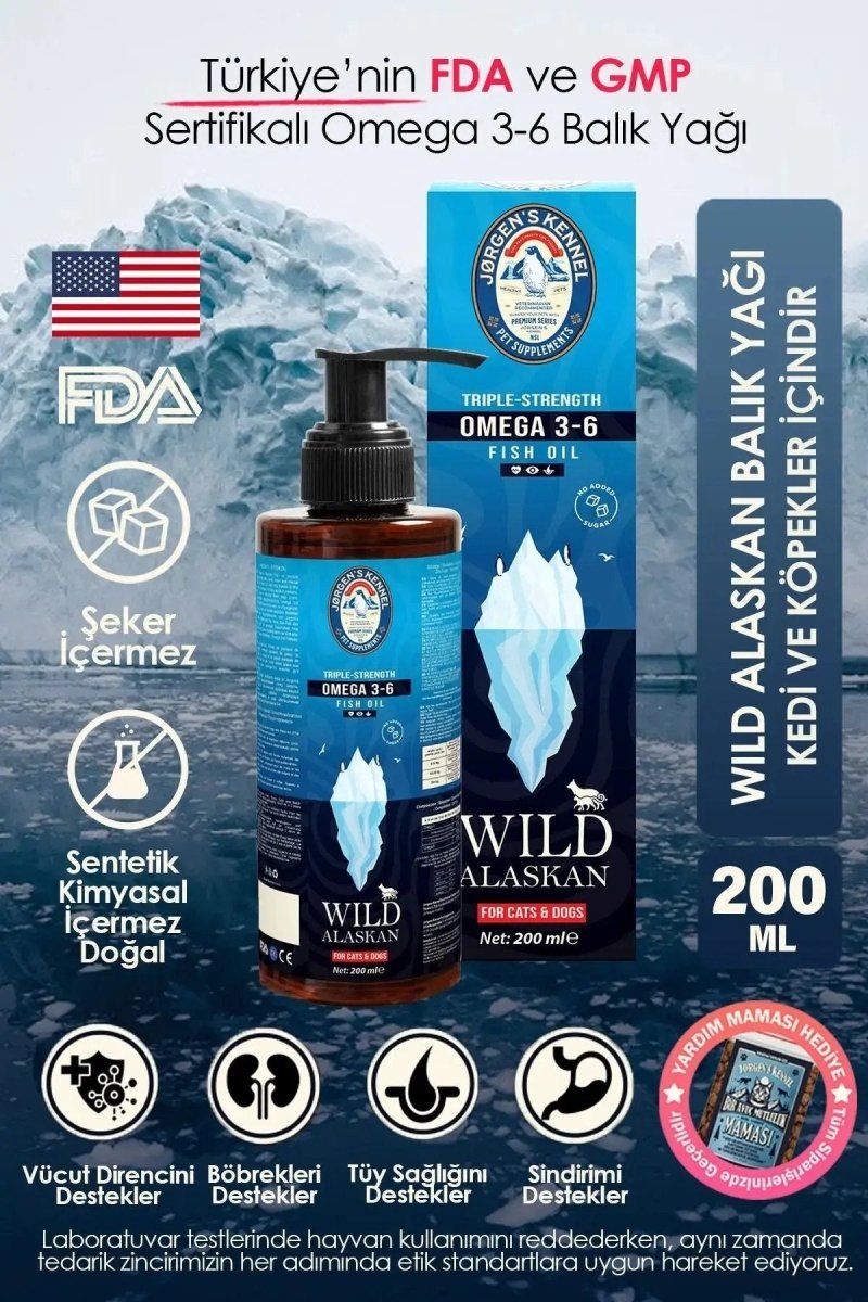 Kedi ve Köpekler için Balık Yağı Wild Alaskan Omega 3-6 Triple Strength 200ml - Jorgen's Kennel